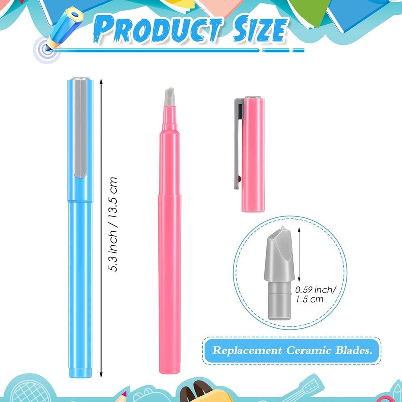 Tarpop 2 Pcs DIY Diamond Painting Parchment Paper Cutter Precision Craft Ceramic Blade Knife Pen for Cutting Paper Art with Replaceable Blade, Pink, Blue - Image 2